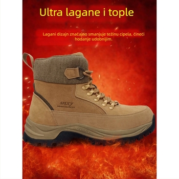 Muške zimske čizme za snijeg s kožušnom, ultra lagane, velur gornji dio, vunena podstava, tople