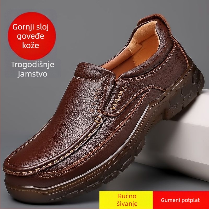 Muške kožne cipele za jesen i zimu, poslovno casual stil, cipele za vožnju s tetivom i potplatom
