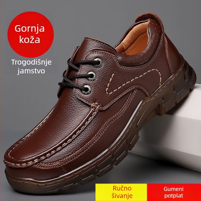 Muške kožne cipele za jesen i zimu, poslovno casual stil, cipele za vožnju s tetivom i potplatom