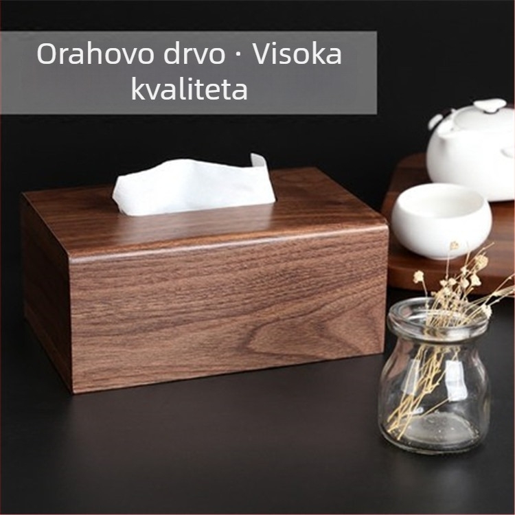 Drvena kutija za maramice od crnog oraha za dom i ured
