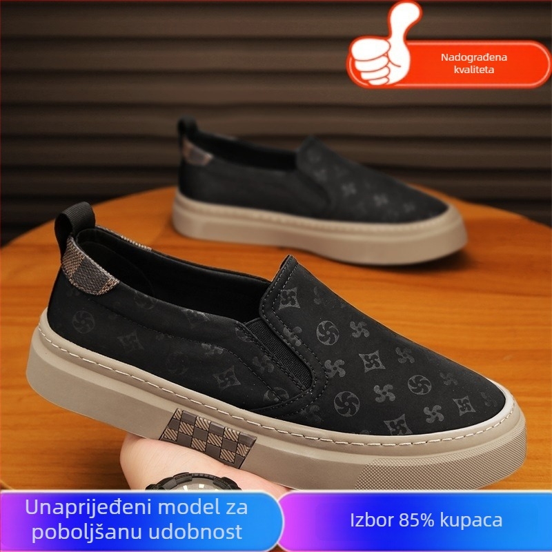 Muške crne platnene Slip-On tenisice, casual, jesen 2024, mekana potplata