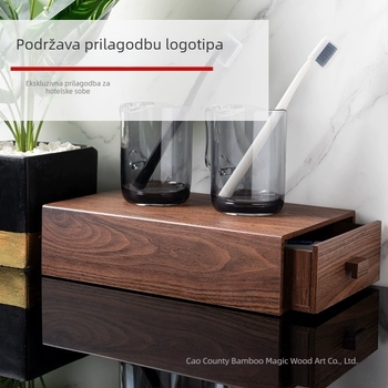 Prilagođena kutija od crnog oraha za stolnu upotrebu, s pretincima za kozmetiku, nakit i dokumente, otporna na prašinu, kapacitet 2 L