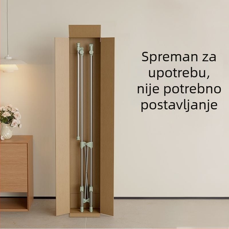 Sklopivi stalak za sušenje od nehrđajućeg čelika, podni, unutarnja uporaba, pogodan za balkon i spavaću sobu, teleskopska konstrukcija.