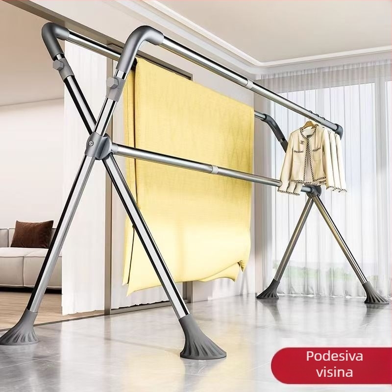 Sklopiva podna sušilica za odjeću, od nehrđajućeg čelika, za unutarnju upotrebu, s podesivom visinom