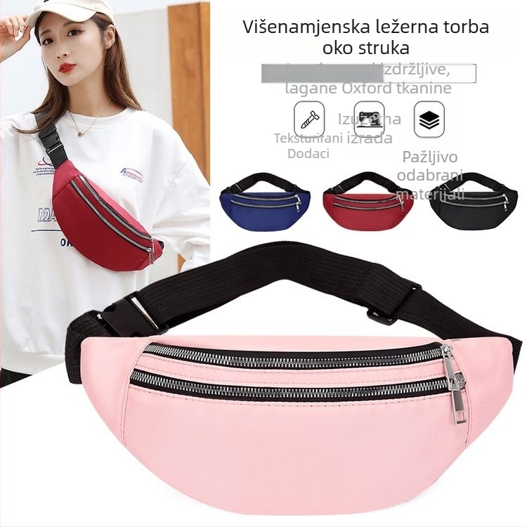 Ženska torbica za pojas u korejskom stilu, minimalistički jednobojni dizajn, crossbody torba s vodootpornim džepom za telefon, za aktivnosti na otvorenom