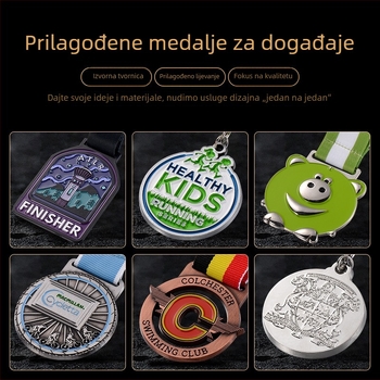Medalja za maraton od cinkovog legura sa emajliranim premazom, prilagodljiva memorijalna pločica