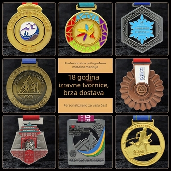 Medalja za maraton od cinkovog legura sa emajliranim premazom, prilagodljiva memorijalna pločica