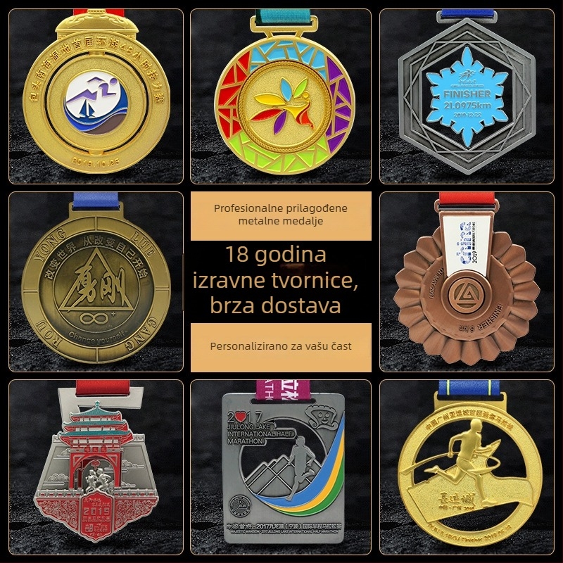 Medalja za maraton od cinkovog legura sa emajliranim premazom, prilagodljiva memorijalna pločica