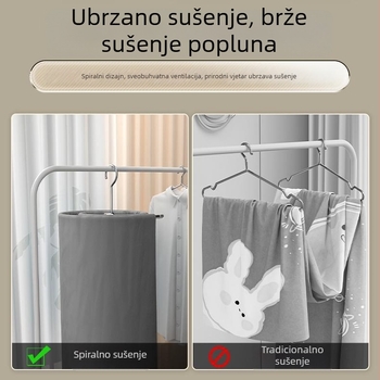 Okružni rotirajući spiralni stalak za sušenje odjeće, višenamjenski sklopivi vješalica za sušenje pokrivača i plahti