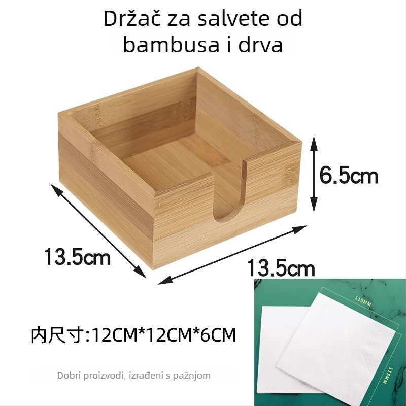 Kutija za salvete od bambusa i drveta u japanskom stilu za restorane, stolni držač salveta s otvorenim izvlačnim dizajnom