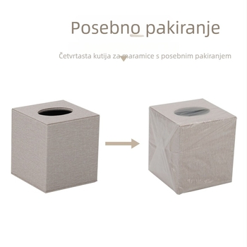 Kožna četvrtasta kutija za maramice – podignuta, moderni minimalistički stolni organizator za dom i dnevni boravak