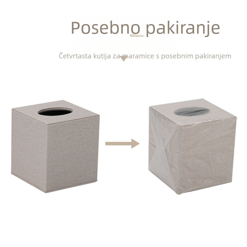 Kožna četvrtasta kutija za maramice – podignuta, moderni minimalistički stolni organizator za dom i dnevni boravak