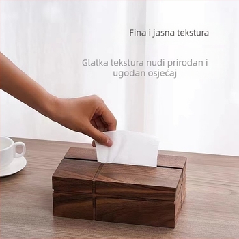 Kutija za maramice od crnog oraha, križni dizajn, stolni organizator za dnevni boravak, minimalistički stil