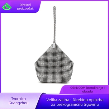 Ženska večernja torbica s dijamantnim ukrasom i kristalima, svilenim vanjskim dijelom, elegantan večernji clutch