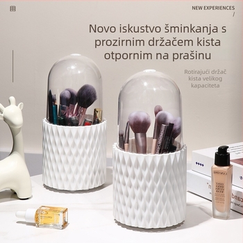 Lagani luksuzni kozmetički spremnik s poklopcem, velika kapaciteta, rotirajući stolni organizator za četkice i ruževe