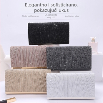 Korejska inspirirana clutch torbica s šljokicama za ljeto - PU koža, pravokutni oblik, ženska večernja torba za zabave i vjenčanja, gradski minimalistički dizajn