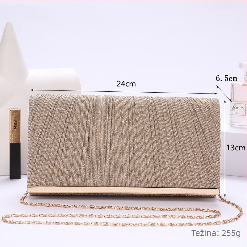 Korejska inspirirana clutch torbica s šljokicama za ljeto - PU koža, pravokutni oblik, ženska večernja torba za zabave i vjenčanja, gradski minimalistički dizajn