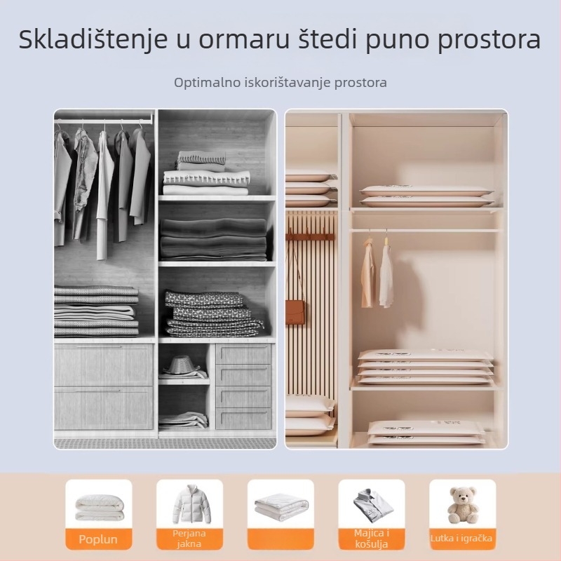 Vakuumske kompresijske vreće, debele verzije, za kućnu upotrebu, namijenjene za skladištenje deka, odjeće i posteljine.