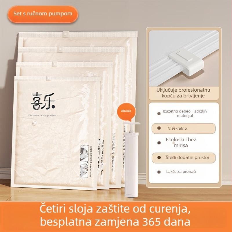 Vakuumske kompresijske vreće, debele verzije, za kućnu upotrebu, namijenjene za skladištenje deka, odjeće i posteljine.