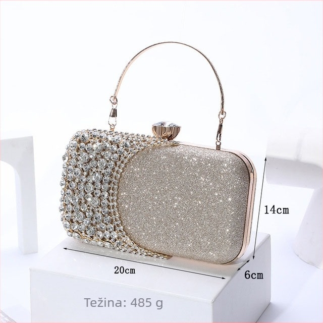 Dijamantima ukrašena ženska večernja torbica, ručna clutch za zabave i bankete, kozmetička torbica
