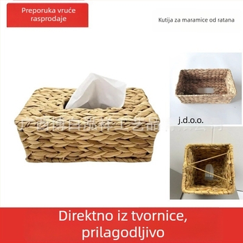 Ručno tkan kutija za papirnate maramice, prirodna i ekološka, otporna na vlagu, kutija za papirnate maramice za kupaonicu i dnevni boravak