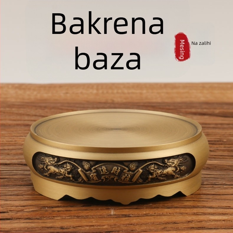 Okrugla kineska vintage bakrena osnova za tamjan s mosadnom osnovom u obliku lotosa, metalni ukras