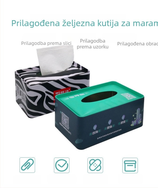 Prilagođena metalna kutija za maramice za automobil s prozorom za izvlačenje