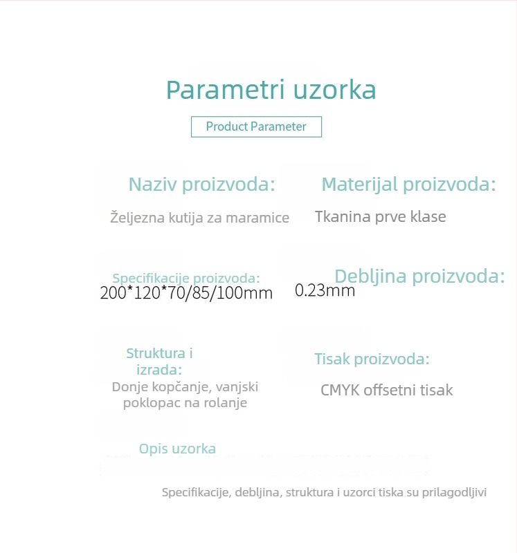 Prilagođena metalna kutija za maramice za automobil s prozorom za izvlačenje