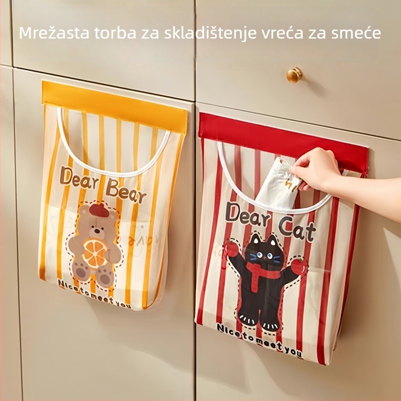Vješena mrežasta vrećica za skladištenje na zid, veliki kapacitet, kuhinjski organizator, prozračna mreža