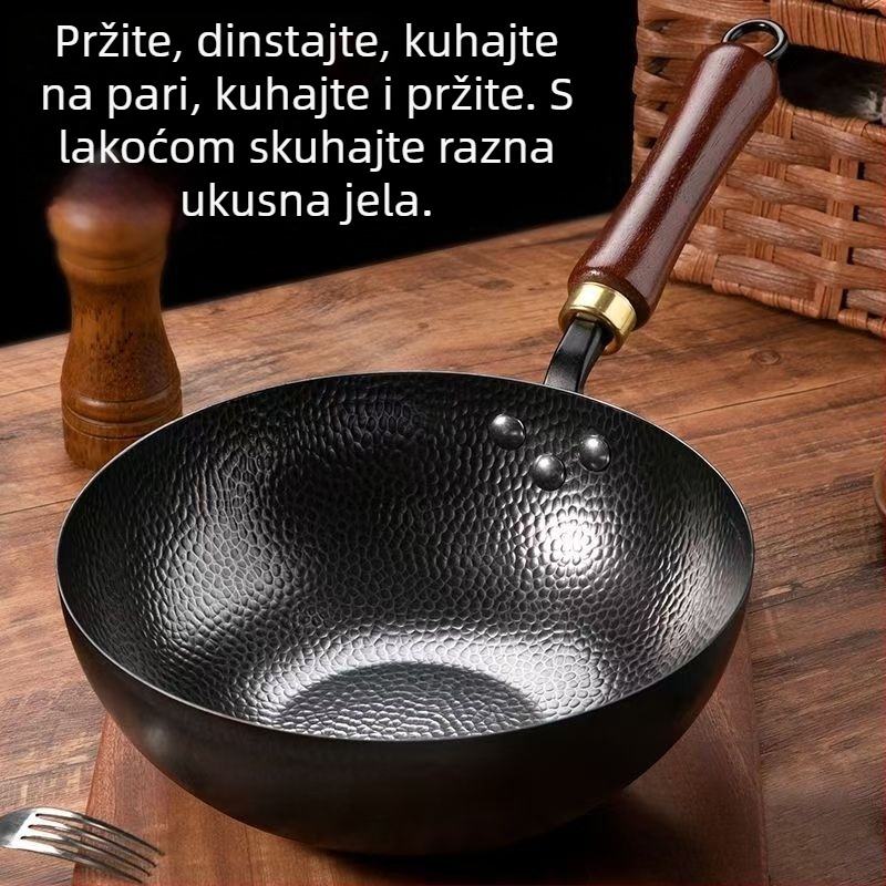 Ručni kovani liatineni lonac za mlijeko, bez premaza, s drvenim poklopcem, za kućnu upotrebu