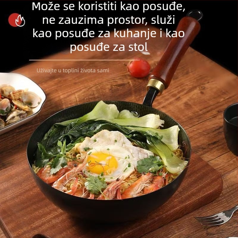 Ručni kovani liatineni lonac za mlijeko, bez premaza, s drvenim poklopcem, za kućnu upotrebu