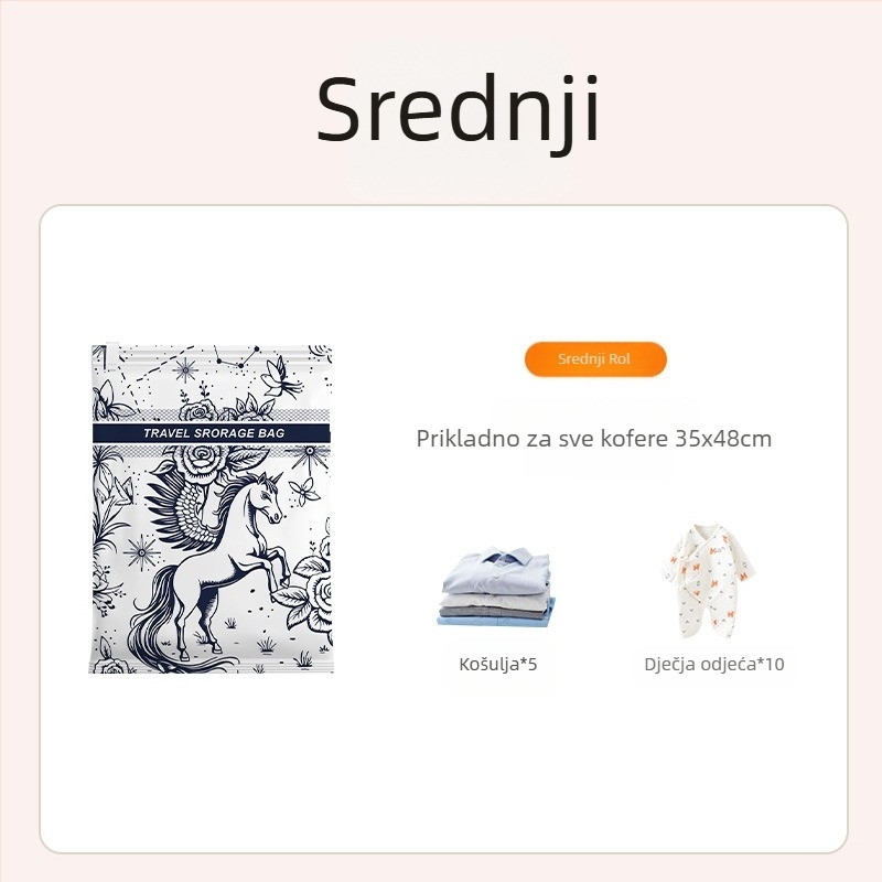 Ručna uvijena vakuumska vrećica za prtljagu, za organizaciju odjeće, zapečaćena