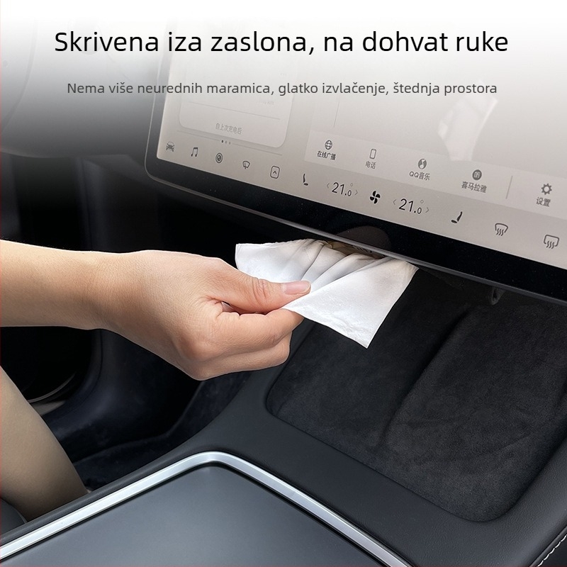 Skrivena viseća kutija za maramice u automobilu, kompatibilna s ažuriranom verzijom Model Y, YL i Modela 3