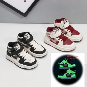 Dječje visoke tenisice s Velcro kopčanjem, prozračna podstava, gumena potplat, korejski stil, blok boja, za sve sezone