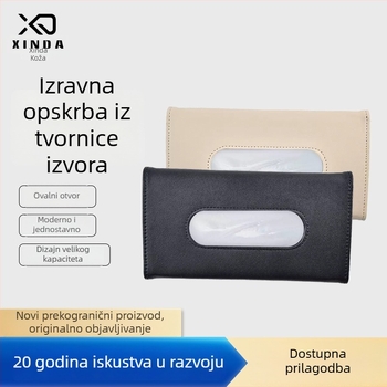Kožna kutija za maramice za automobil, pričvršćena na sunčani vizir, visi