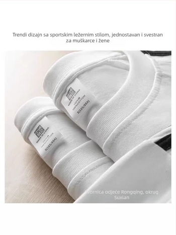 Muška majica od pamuka 220 g, američki klasični dizajn s tri pruge, ljetna casual, udoban široki kroj, okrugli izrez, kratki rukav