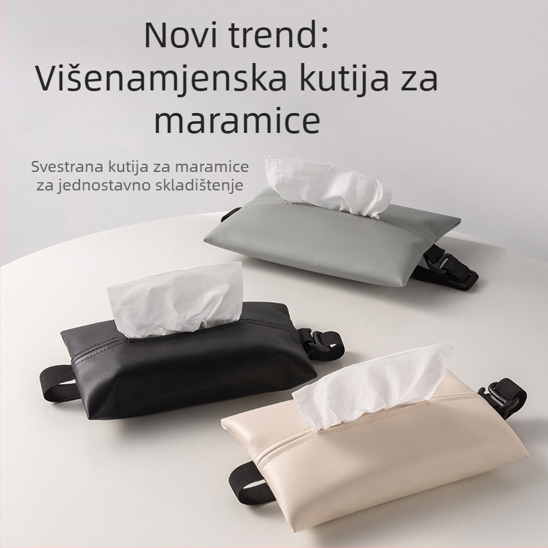 Kožna kutija za maramice za automobil s visećim držačem za sjedalo