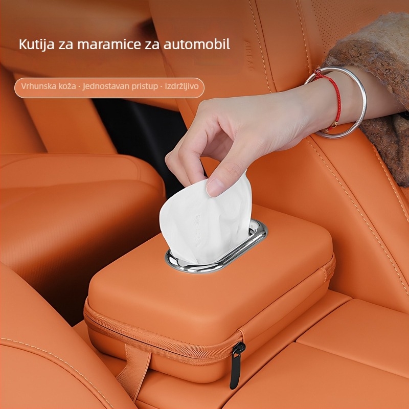Kožni držač maramicama za automobil, viseća kutija za maramice, dimenzije 20×13×7 cm
