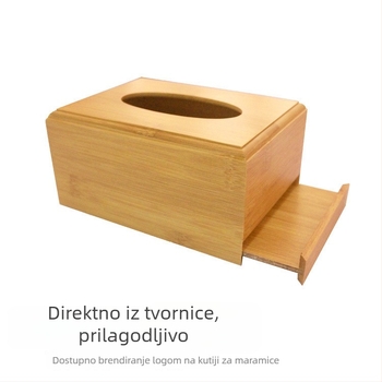 Bambus kutija za papirnate maramice, kvadratnog oblika, laserski gravirana, pogodna za dnevni boravak i kupaonicu