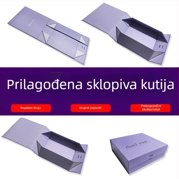Jednokomponentna kutija za poklon u obliku knjige, sklopiva, s magnetskim preklopnim poklopcem, prilagodljiva