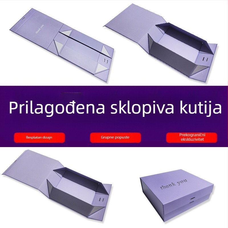 Jednokomponentna kutija za poklon u obliku knjige, sklopiva, s magnetskim preklopnim poklopcem, prilagodljiva