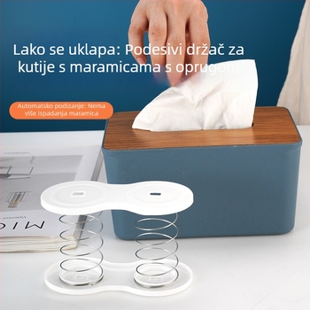 Kutija za kućnu upotrebu papirnatih maramica s elastičnom podrškom i opružnim mehanizmom, automatsko izvlačenje do kraja, donja podrška, model ZF-Y01