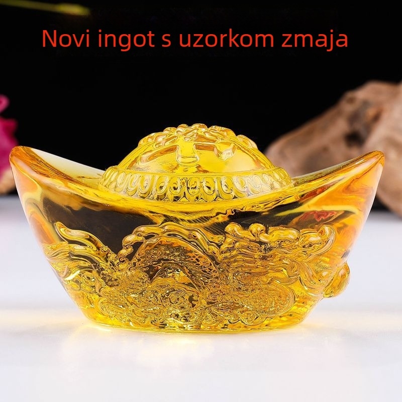 Kristalni ingot s dvostrukim zmajem, zmaj motiv, staklena ingota za kućnu dekoraciju
