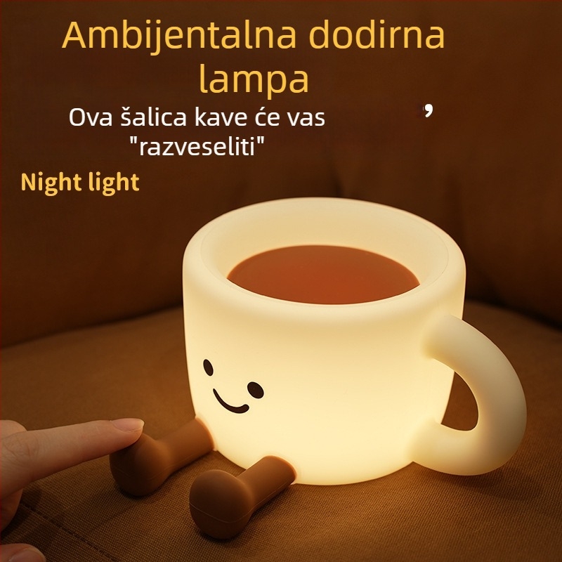 Cross-Mirror silikonska noćna svjetiljka u obliku šalice za kavu - šarena atmosfera, tajmer, noćna lampica na noćnom stolu s dodirnim upravljanjem, baterijsko napajanje