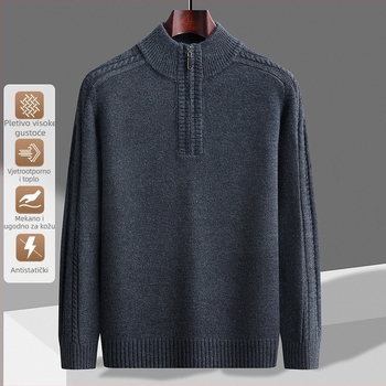 Muška dukserica s okruglim izrezom, dugih rukava, jednobojna boja, opuštenog kroja, casual-business stil