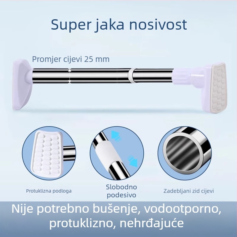 Izvlačna šipka za sušenje rublja od nehrđajućeg čelika za balkon, montaža bez bušenja