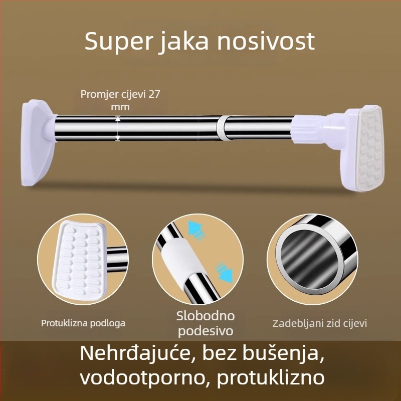 Izvlačna šipka za sušenje rublja od nehrđajućeg čelika za balkon, montaža bez bušenja