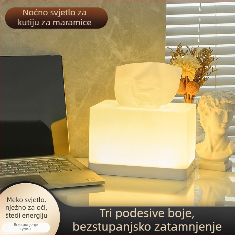 Kutija za papirnate maramice uz noćnu lampu s osvjetljenjem — višenamjenska stolna lampa za sobu