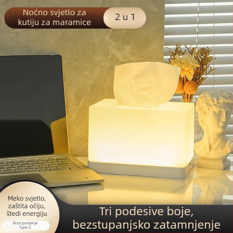 Kutija za papirnate maramice uz noćnu lampu s osvjetljenjem — višenamjenska stolna lampa za sobu