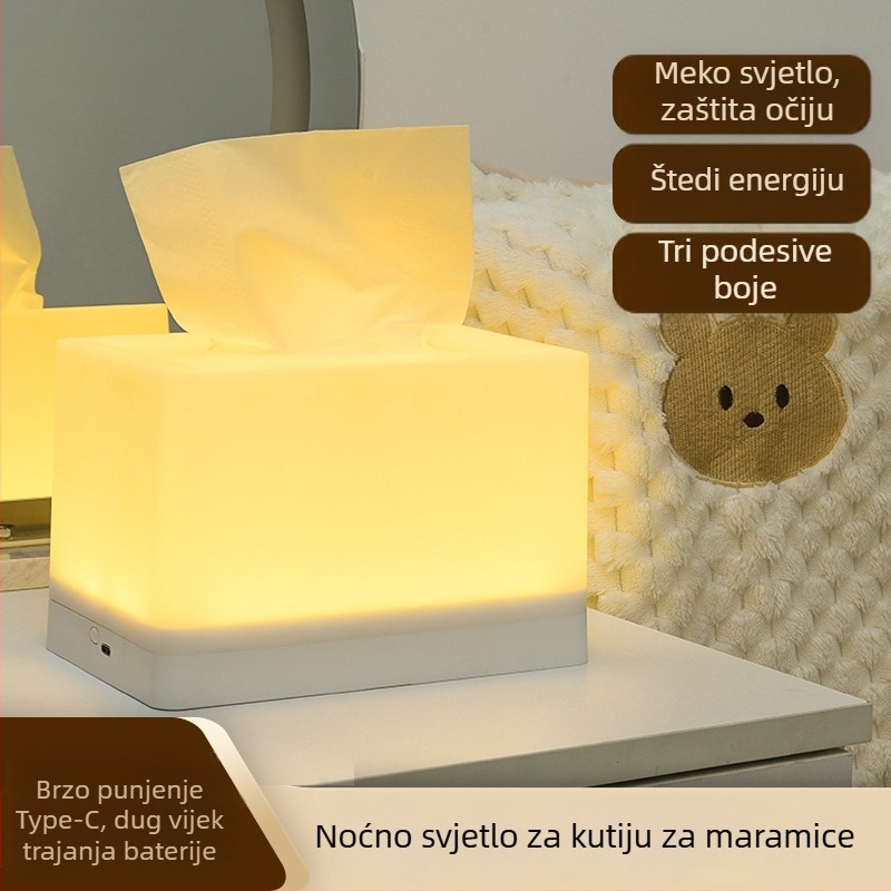 Kutija za papirnate maramice uz noćnu lampu s osvjetljenjem — višenamjenska stolna lampa za sobu